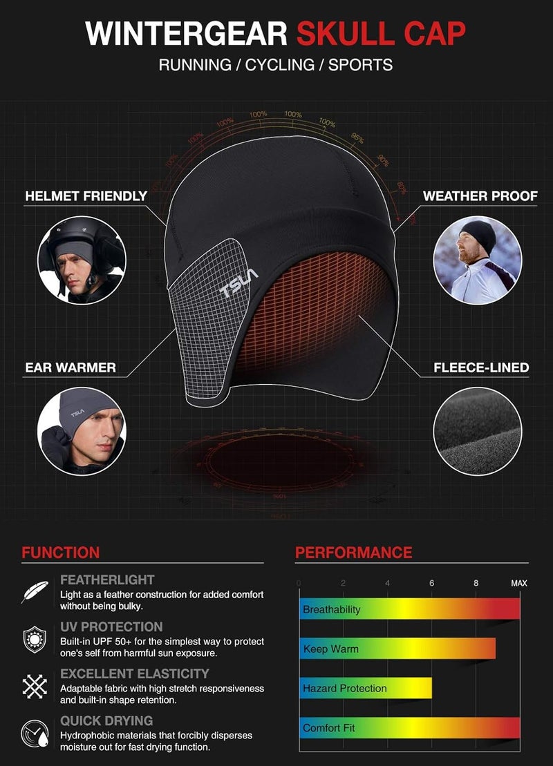 TSLA Men and Women Thermal Fleece Skull Cap, Winter Ski Cycling Under Helmet Liner, Running Beanie Hat - Image 5